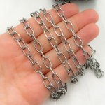 Load image into Gallery viewer, Oxidized 925 Steeling Silver Diamond Cut Cable Link Chain. V138DCOX
