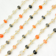 Multi Moonstone Sterling Silver Wire Chain