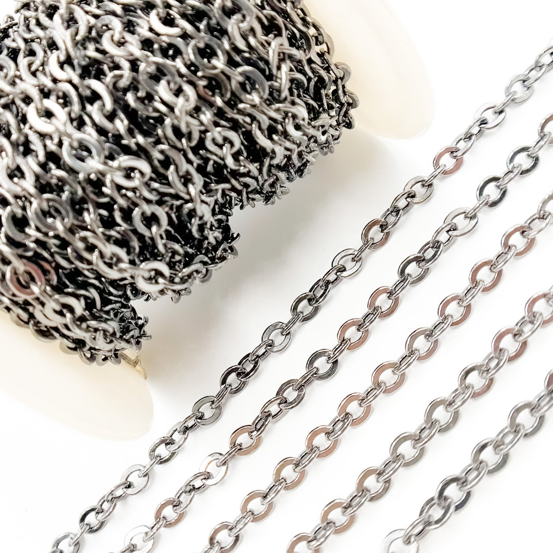 V66BR. Black Rhodium Sterling Silver Cable Chain