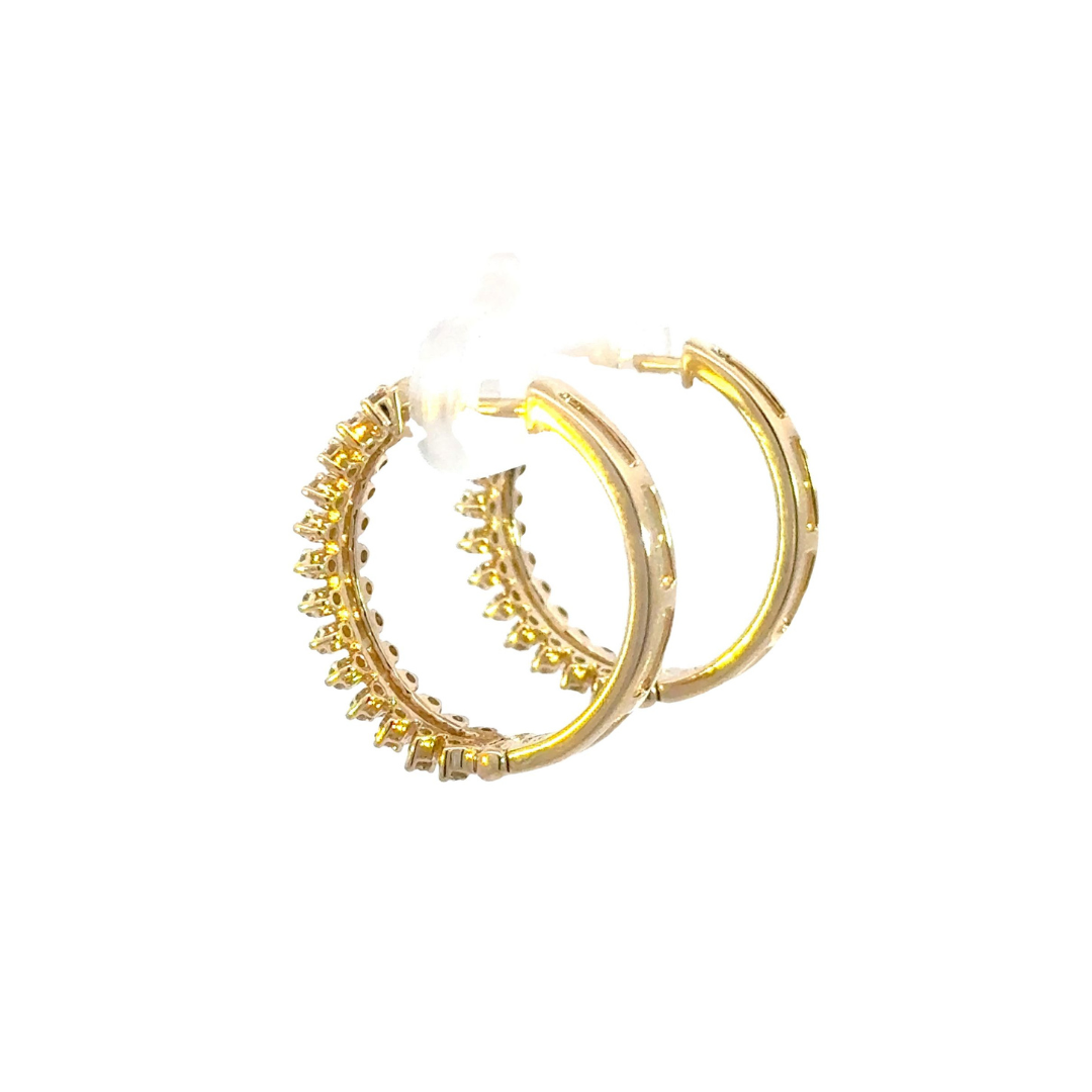 EHJ56873. 14k Solid Gold Diamond Hoops