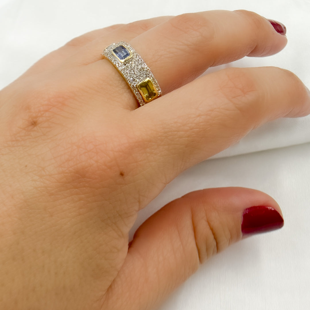 14k Solid Gold Diamond and Multi Sapphire Ring. GDR223