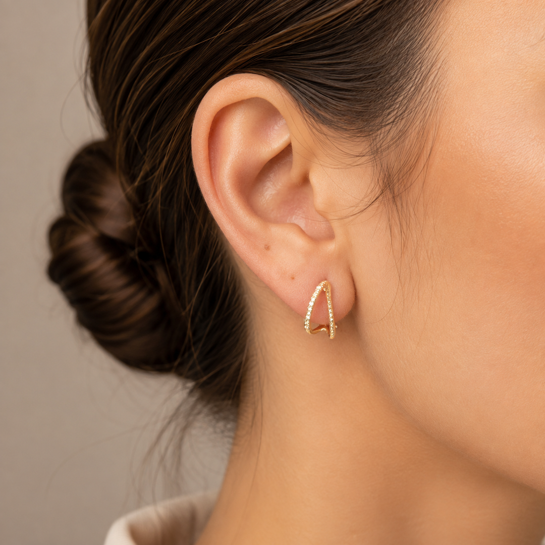 EFB53671. 14K Solid Rose Gold Diamond Stud Earrings