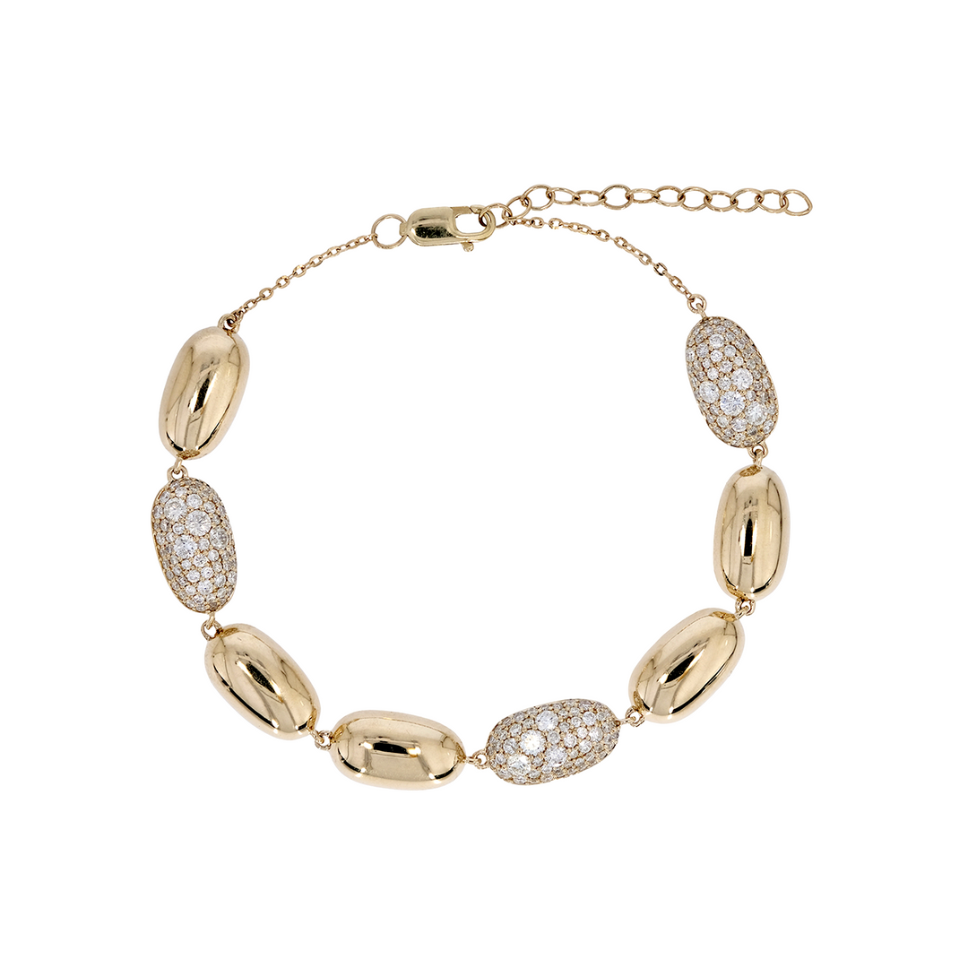 BFN61269. 14k Solid Gold Diamond Oval Bracelet