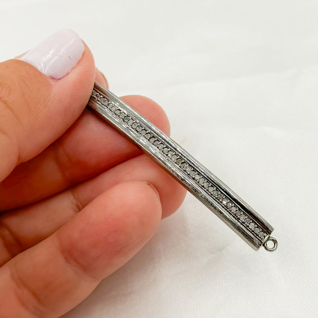 HB01. Sterling Silver Diamond Bar Connector