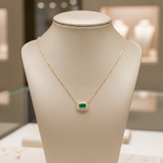 Load image into Gallery viewer, NT407154. 14K Solid Gold Octagon Emerald Fancy Tiny Necklace