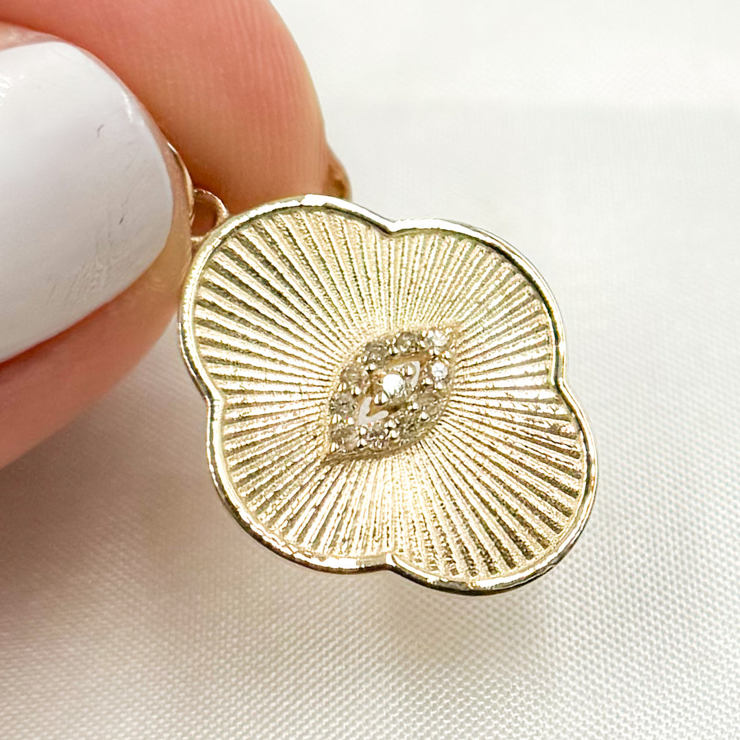 GDP156. 14K Solid Gold Diamond Organic Shape Eye Charm