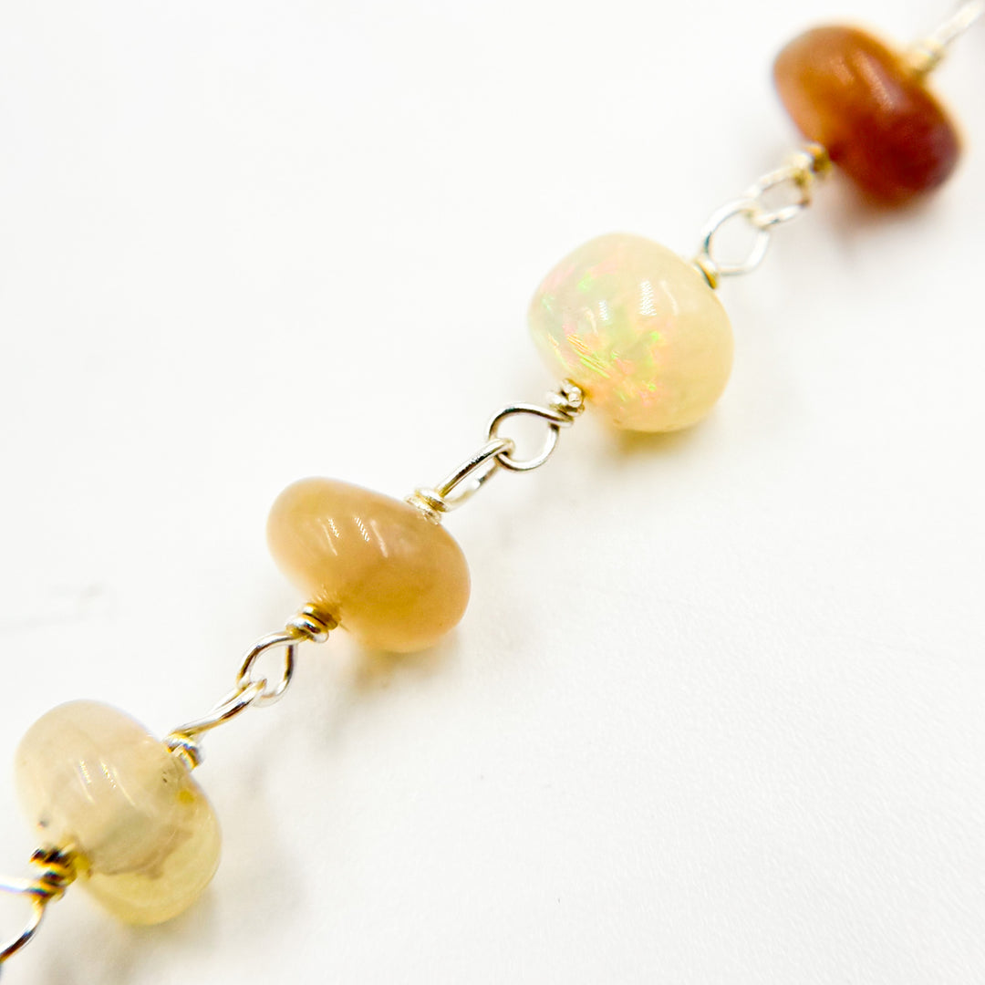 OPA18. Opal Smooth Sterling Silver Wire Chain