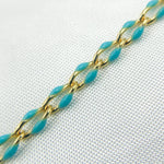 Load image into Gallery viewer, V244TURGP. Sterling Silver Gold Plated Turquoise Enamel Cable Link Chain
