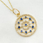 Load image into Gallery viewer, 14k Solid Gold Diamond and Blue Sapphire Circle Charm. GDP414
