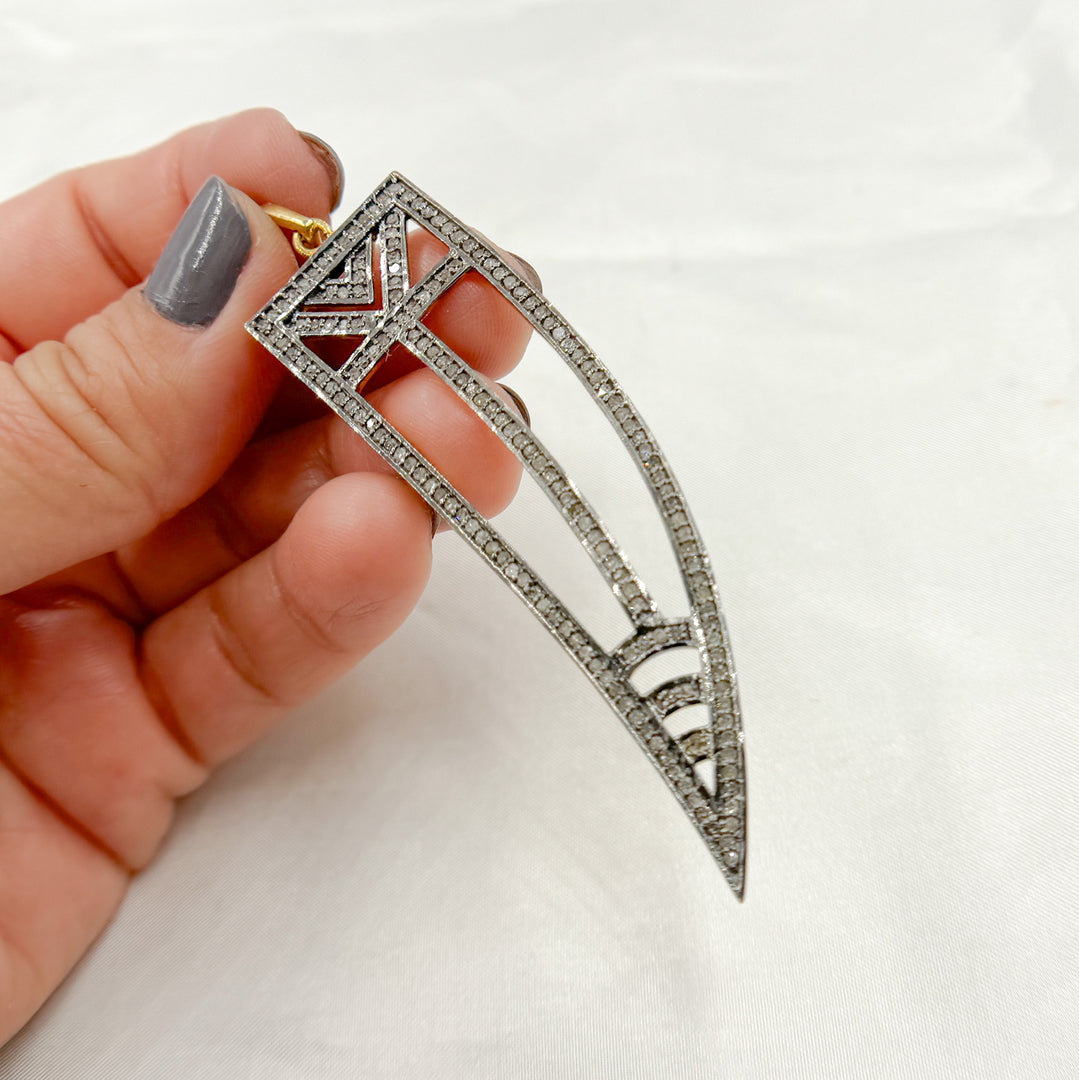 DP057. Diamond & Sterling Silver Horn Shape Pendant