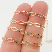Yellow Gold Diamond Cut Flat Oval Link Chain