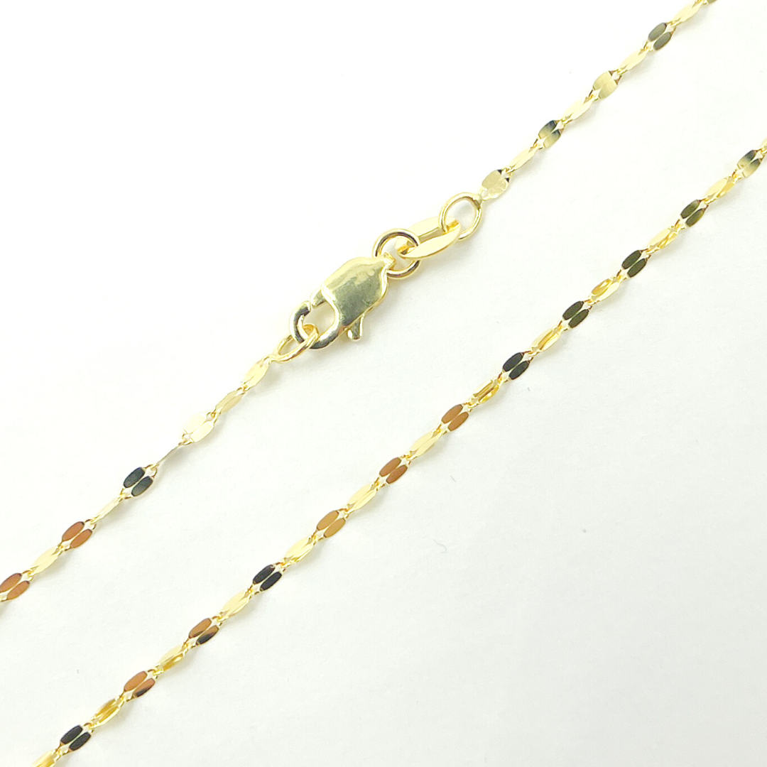 027FV10. 14K Solid Gold Flat Marina Chain