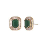 CE97217EM8X6. 14K Solid Gold Diamond and Emerald Stud Earring