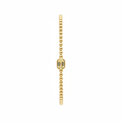BNB68644. 14K Solid Gold Baguette Diamond Beaded Bangle