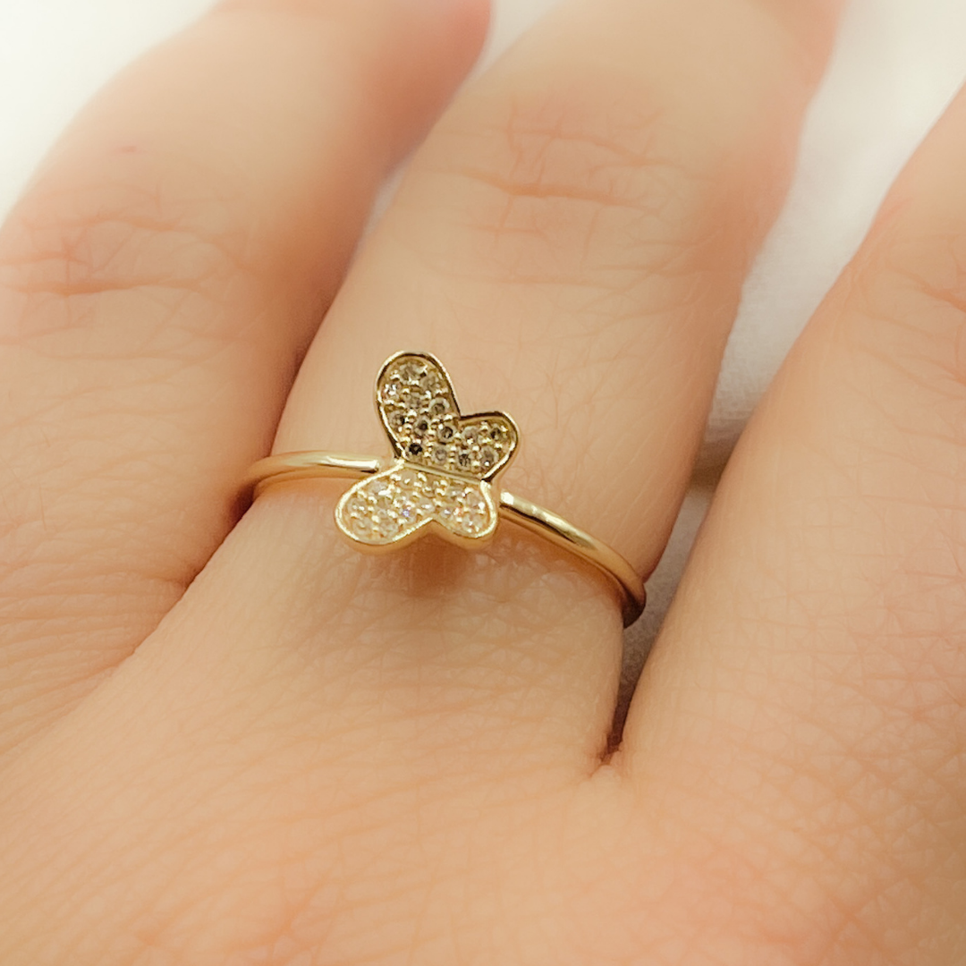 14K Solid Gold Butterfly Diamond Ring. RFB17273