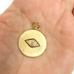 Load image into Gallery viewer, 14K Solid Gold with Diamonds Circle Shape Evil Eye Charm. GDP58
