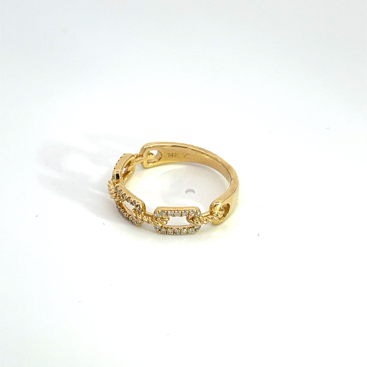 14k Solid Gold Diamond Chain Ring.
