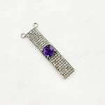 Load image into Gallery viewer, DC8. Silver Diamond and Gemstone Rectangle Connector
