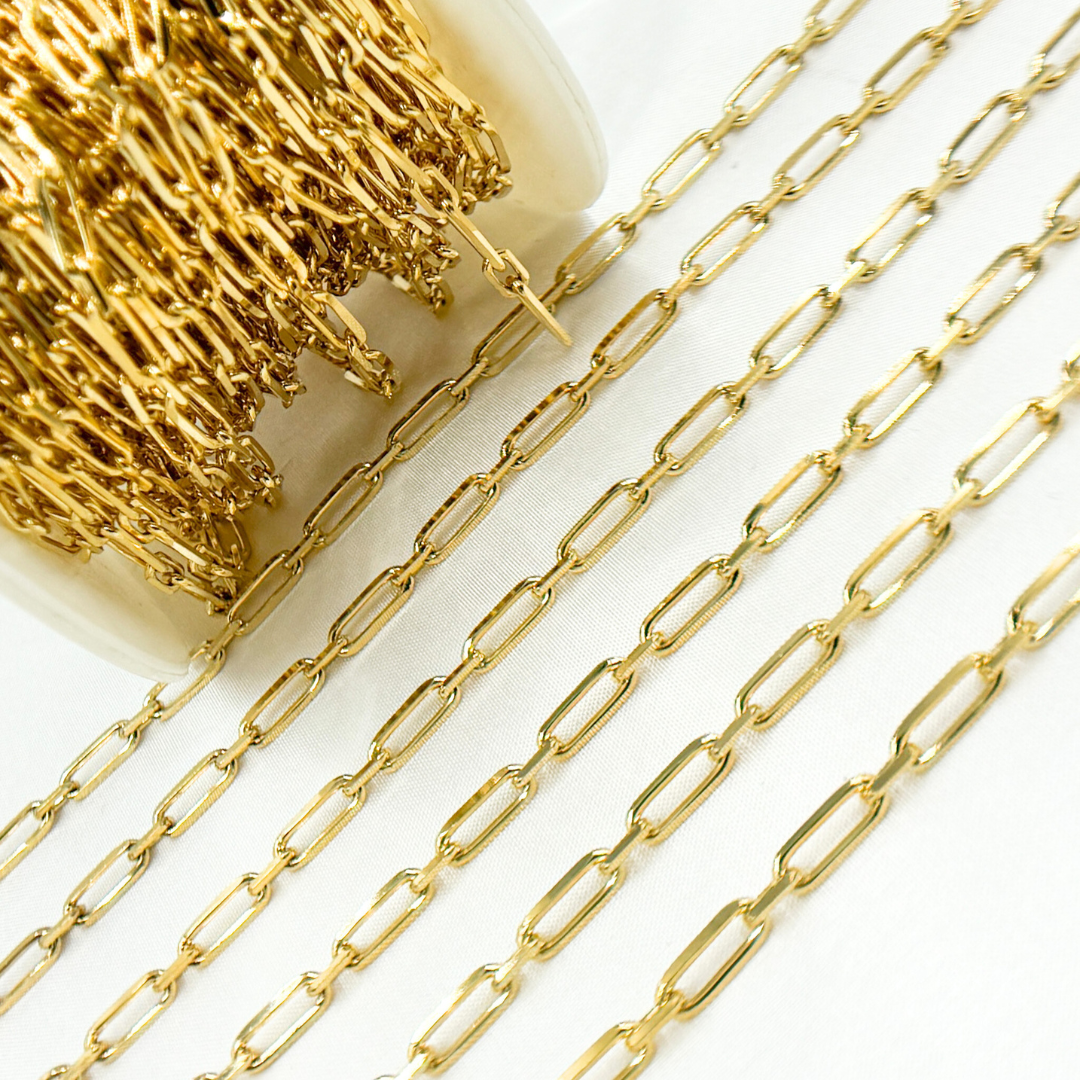 Z47GP. Gold Plated 925 Sterling Silver Diamond Cut Paperclip Link Chain