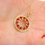 Load image into Gallery viewer, 14K Gold with Diamonds Circle Shape Charm with Gemstones. GDP159
