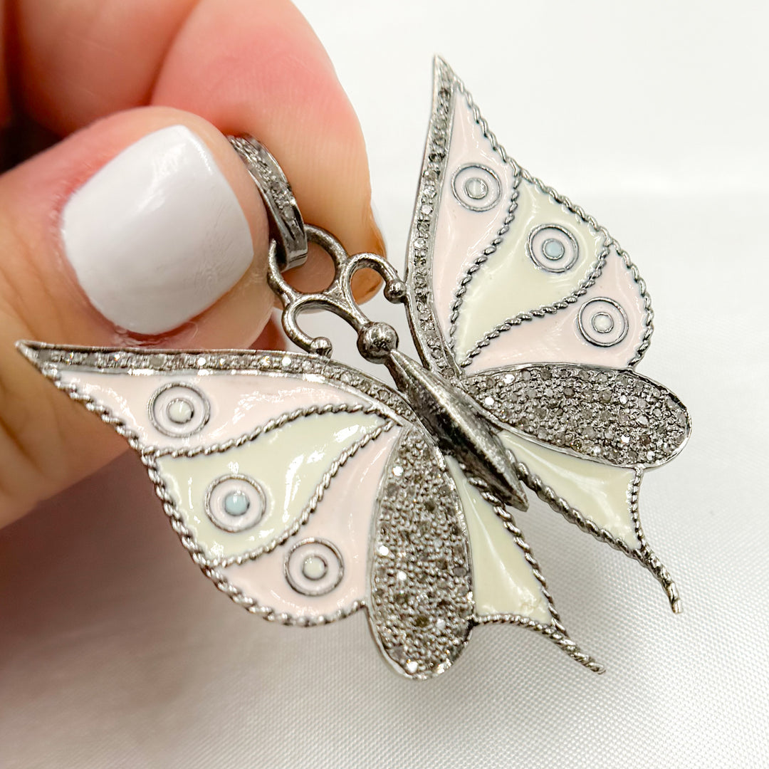 DP386A. Diamond Sterling Silver Butterfly Enamel Pendant