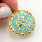 Load image into Gallery viewer, DP625A. Diamond Sterling Silver Libra Zodiac Enamel Pendant
