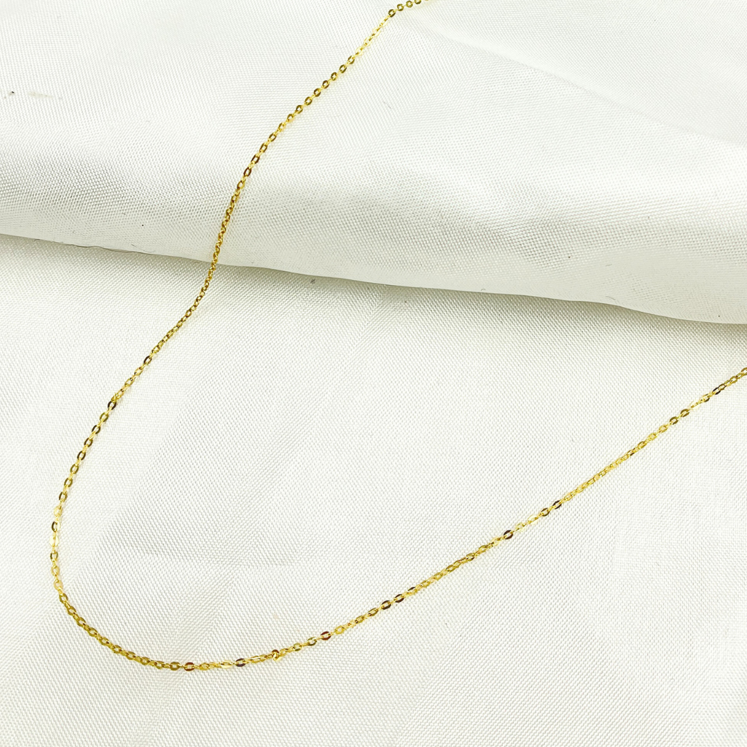 020R03BF. 14K Solid Gold Flat Cable Chain