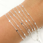 Load image into Gallery viewer, V241SS. Sterling Silver Smooth Paperclip and Diamond Cut Marina Link Chain
