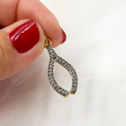 DC458. Diamond Sterling Silver Wishbone Charm