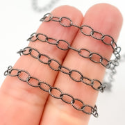 Black Rhodium Sterling Silver Twisted Cable Chain