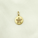 Load image into Gallery viewer, 14K Solid Gold Diamond Circle Flower Charm. GDP356
