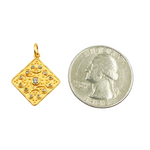 Load image into Gallery viewer, 14K Solid Gold Square Pendant with Diamonds. GDP281
