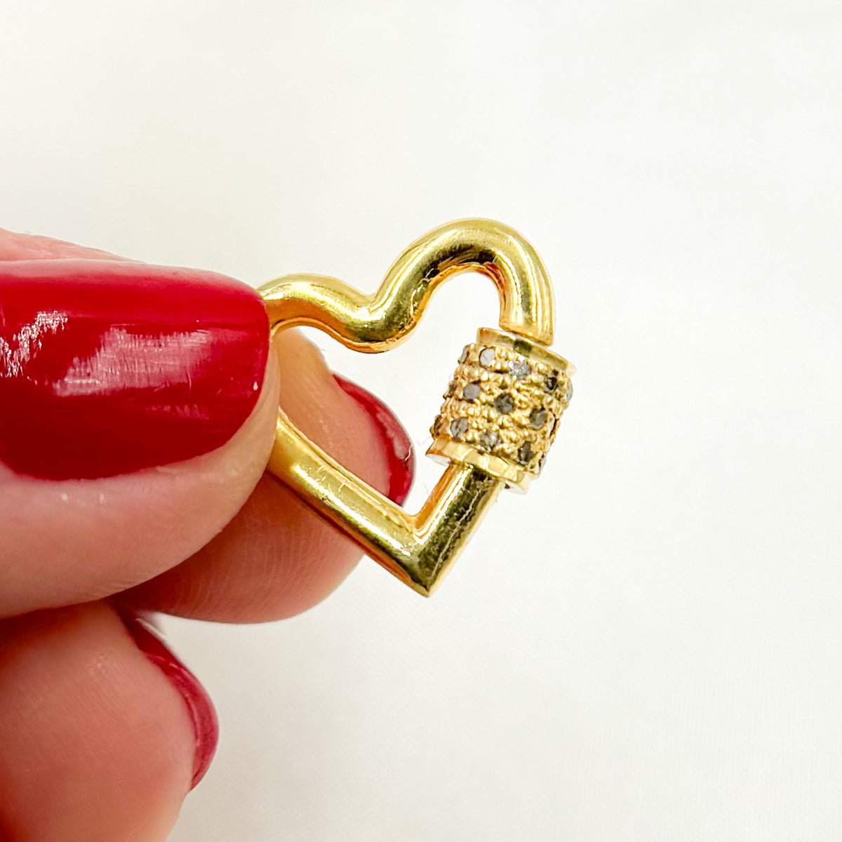 Diamond Sterling Silver Heart Carabiner Clasp