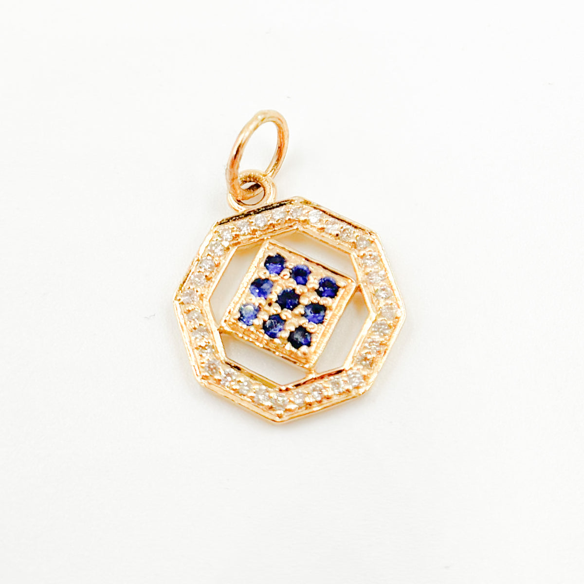 Buy 14K Solid Gold Diamond Octagon Charm