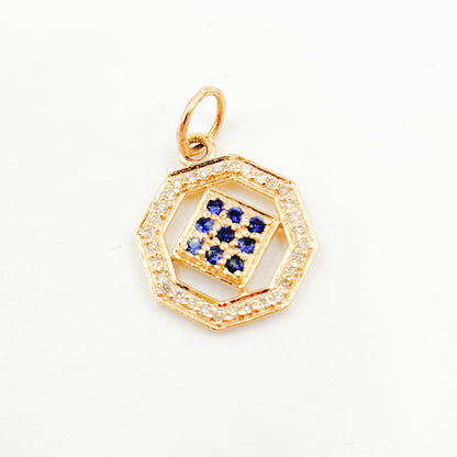 Buy 14K Solid Gold Diamond Octagon Charm