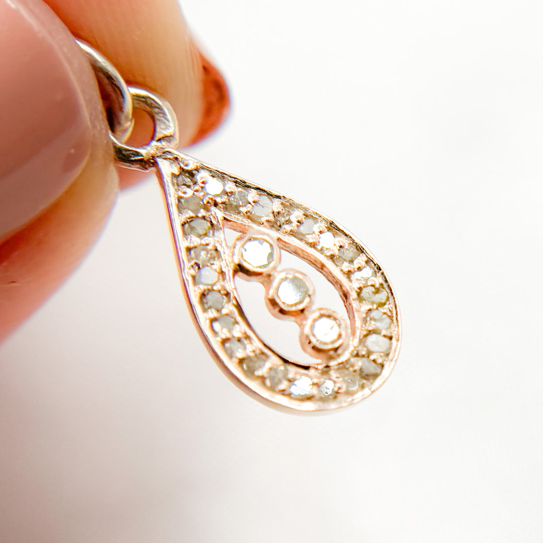 DC208. Diamond Sterling Silver Drop Charm