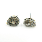 Load image into Gallery viewer, DE041. Pave Diamond and Dark Polka Diamond Silver Drop Studs
