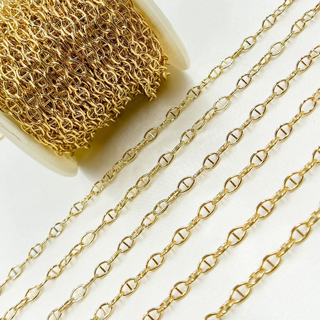Gold Plated 925 Sterling Silver Smooth Marina Link Chains