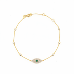 Load image into Gallery viewer, BR401077. 14k Solid Gold Diamond and Gemstone Eye Bracelet