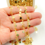 Load image into Gallery viewer, V73GP. Gold Plated 925 Sterling Silver Dangle Disc Chain
