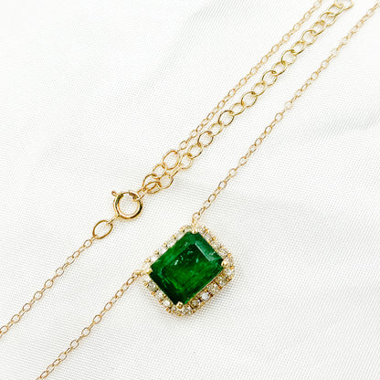 CN96104EM. 14K Solid Gold Diamond and Gemstone Necklace