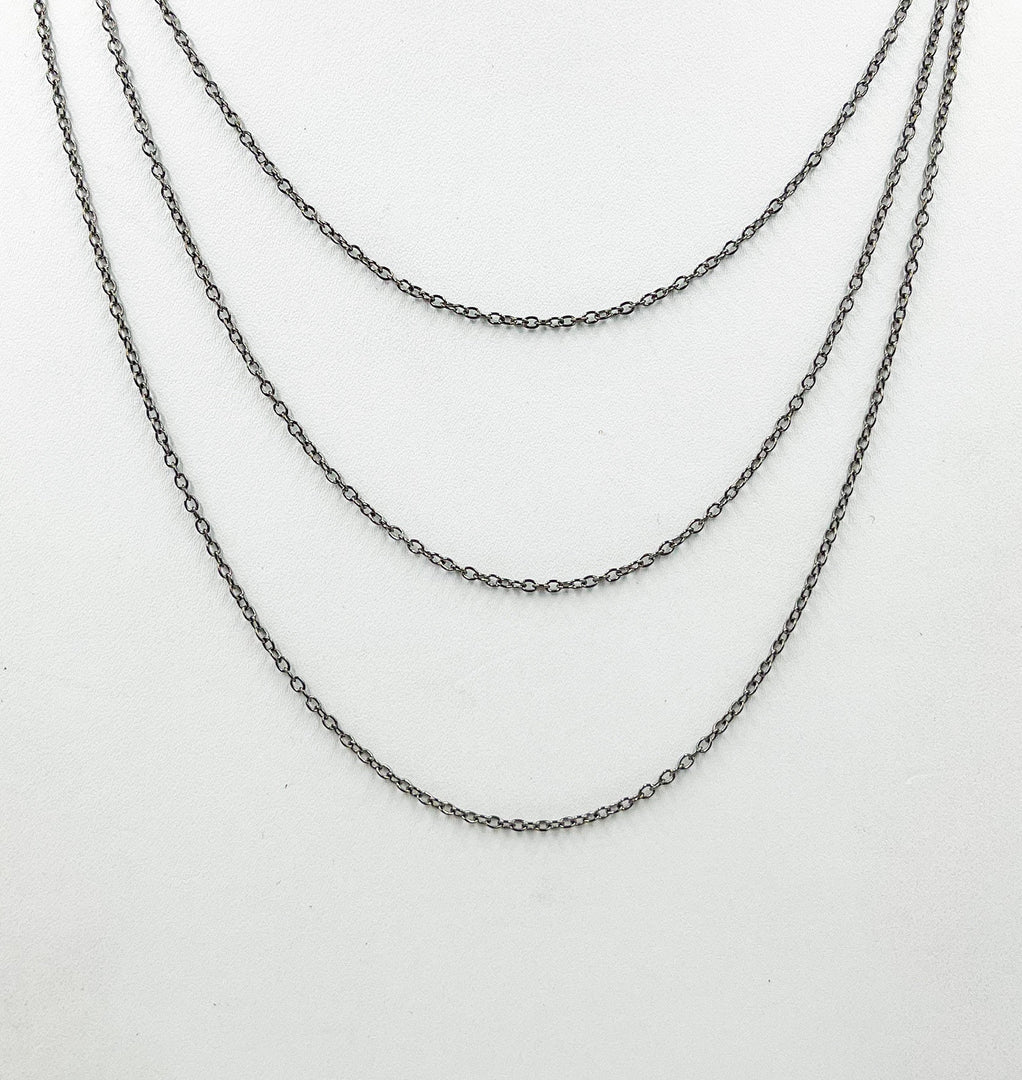 Black Rhodium 925 Sterling Silver Cable Chain. BR3