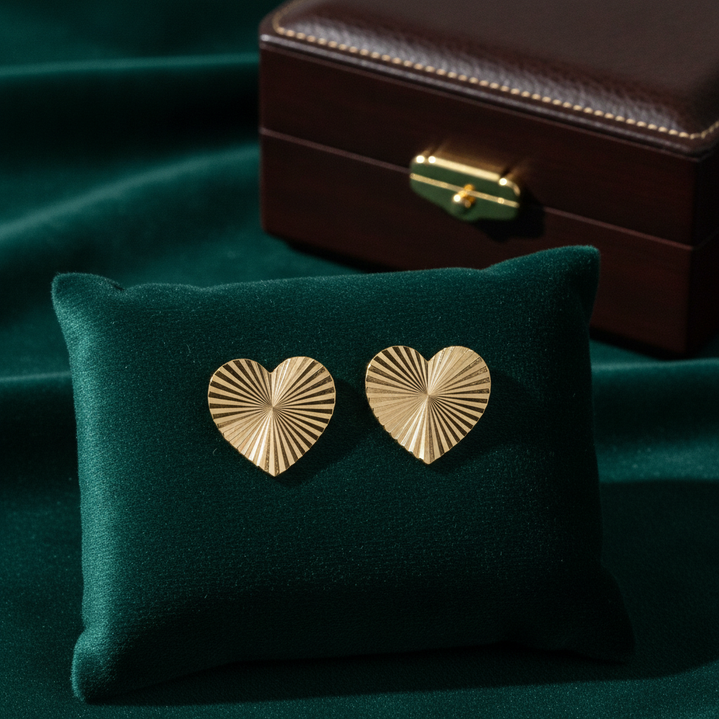 EFZ53562. 14K Solid Gold Heart Studs Earrings
