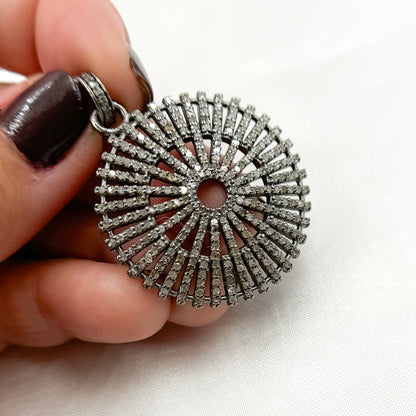DP1014. Diamond Sterling Silver Fancy Sun Pendant