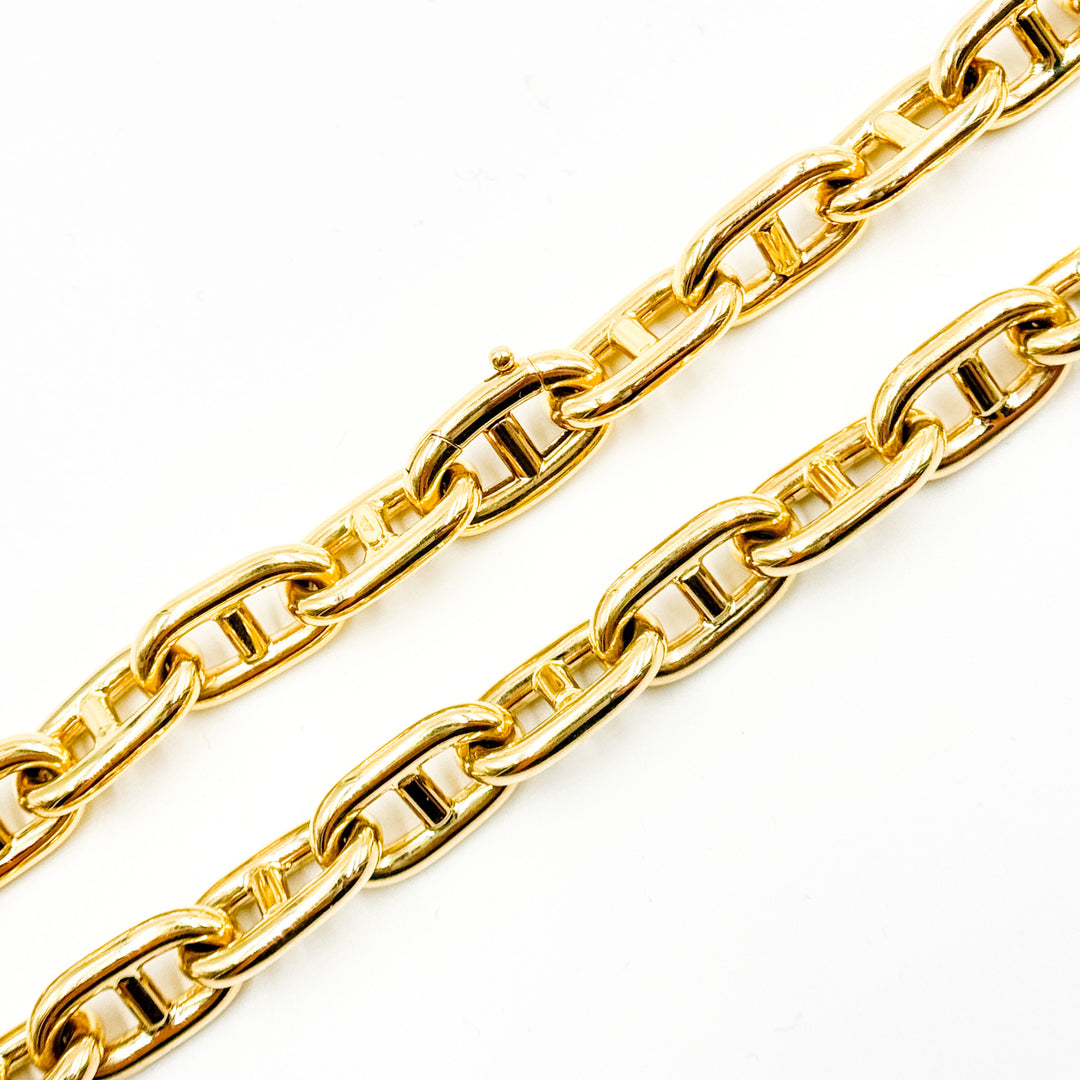 TRE006. 14K Yellow Gold Hollow Marina Chain – Bold, Thick Links