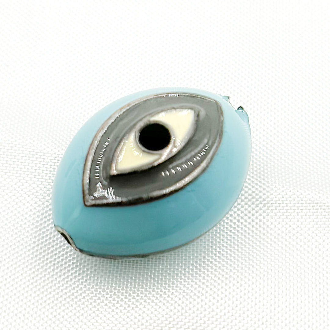 DC562A. Sterling Silver Marquise Eye Enamel Bead