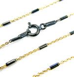 Load image into Gallery viewer, Gold Plated 925 Sterling Silver Chain with Black Rhodium Tubes. 21Necklace
