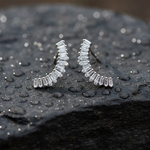 Load image into Gallery viewer, EFE53684. 14K Solid Gold Baguette Diamond Fancy Stud Earrings