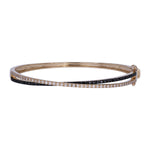 Load image into Gallery viewer, BNL68618A. 14K Solid Gold Black and White Diamonds Twisted Bangle