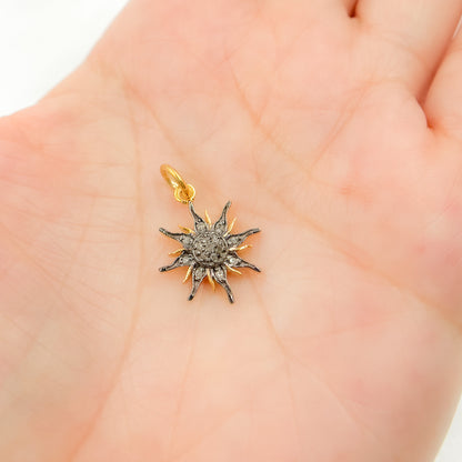 DC399. Diamond Sterling Silver Sun Charm